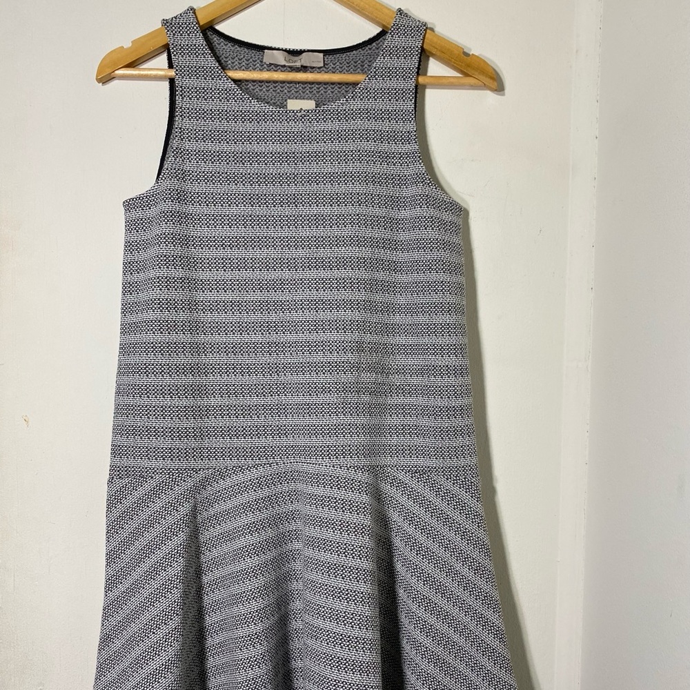 Ann Taylor LOFT A-line Dress Skater Sleeveless Black and White Size XXS/P NWT